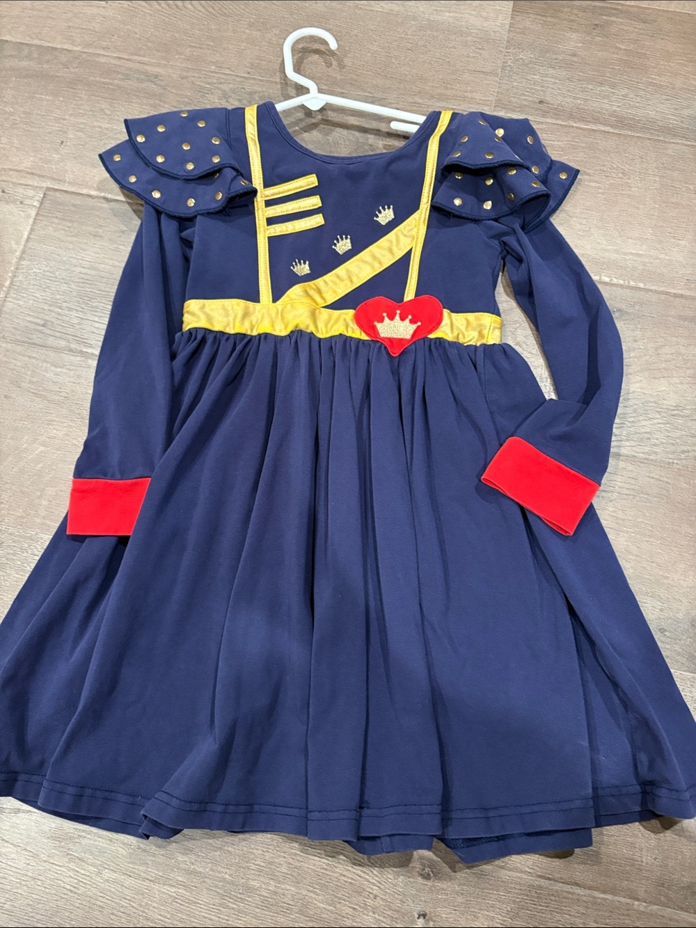 Evie  decendants Dress with Gold Trim and Red Accents